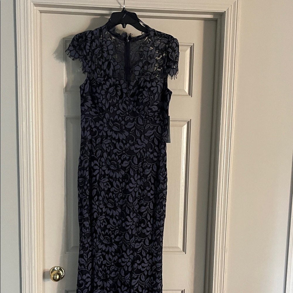 Elegant Navy Blue Lace Dress